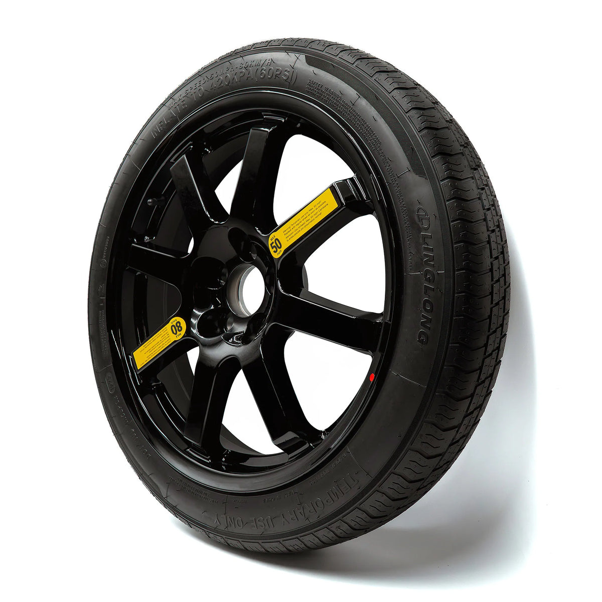 Side angle view of EZ Spare Wheel with 165/70R17 temporary spare tire