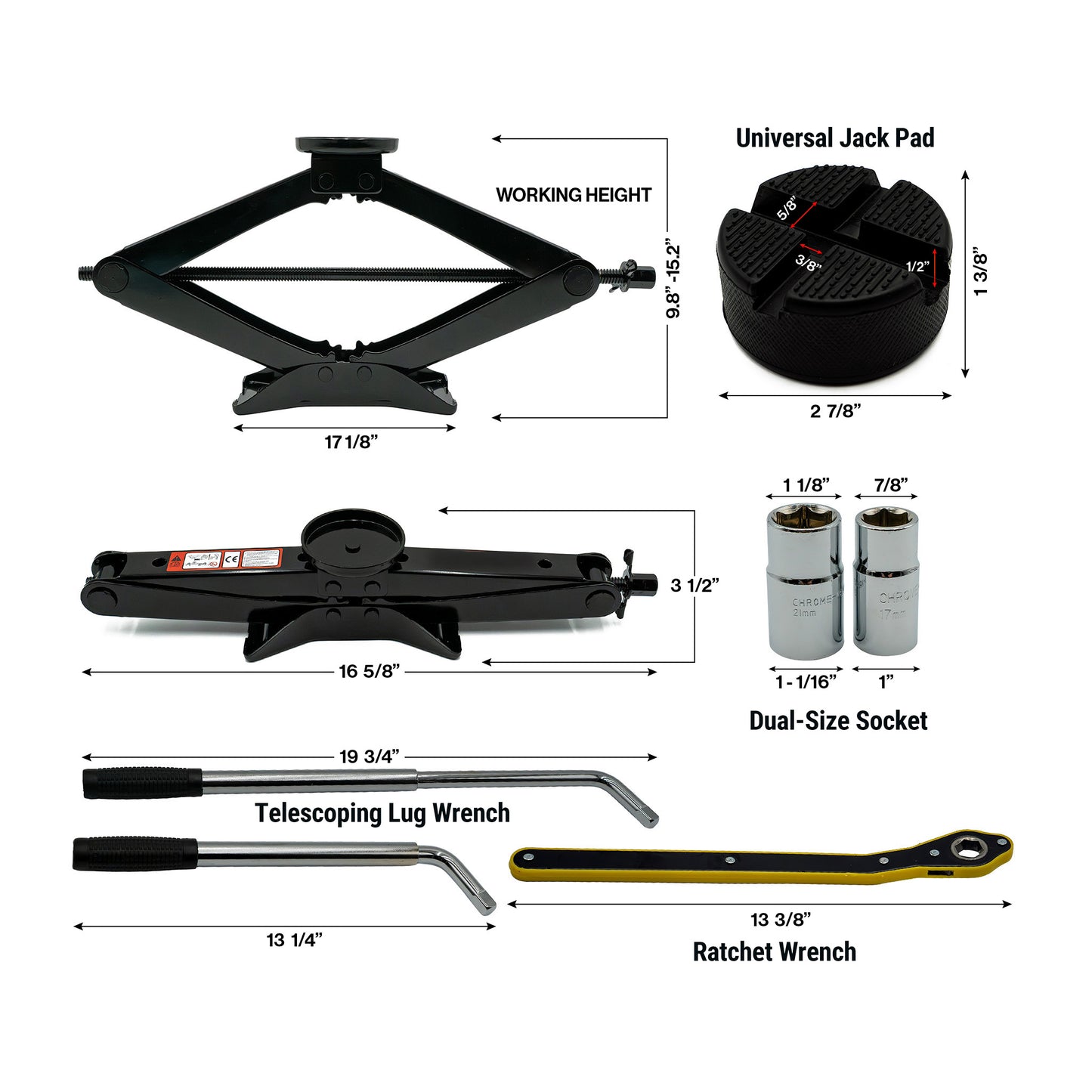 EZ Spare 2.5 Ton Scissor Jack Kit