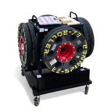 EZ Mobile Workstation with EZ Roller-Spinner wheels, hub accessories, and organizer – fully loaded display.