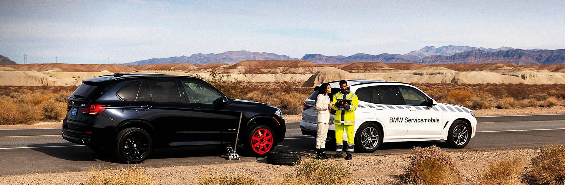 BMW-approved EZ Spare Wheel temporary spare tire solution during roadside service