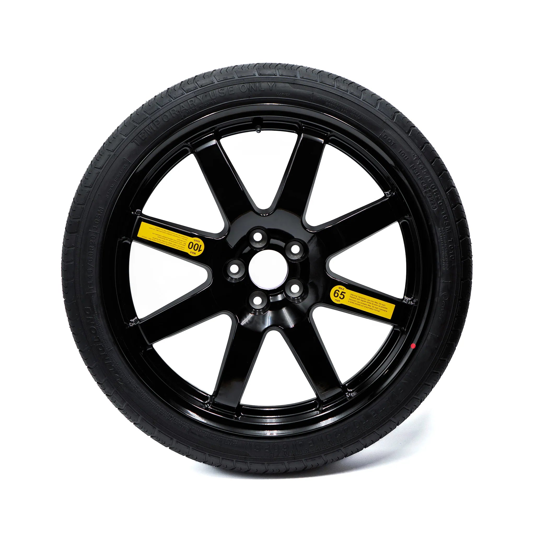 Front view of EZ Spare Wheel with a 145/60R20 compact spare tire, part number 25076-4005, for temporary emergency use.