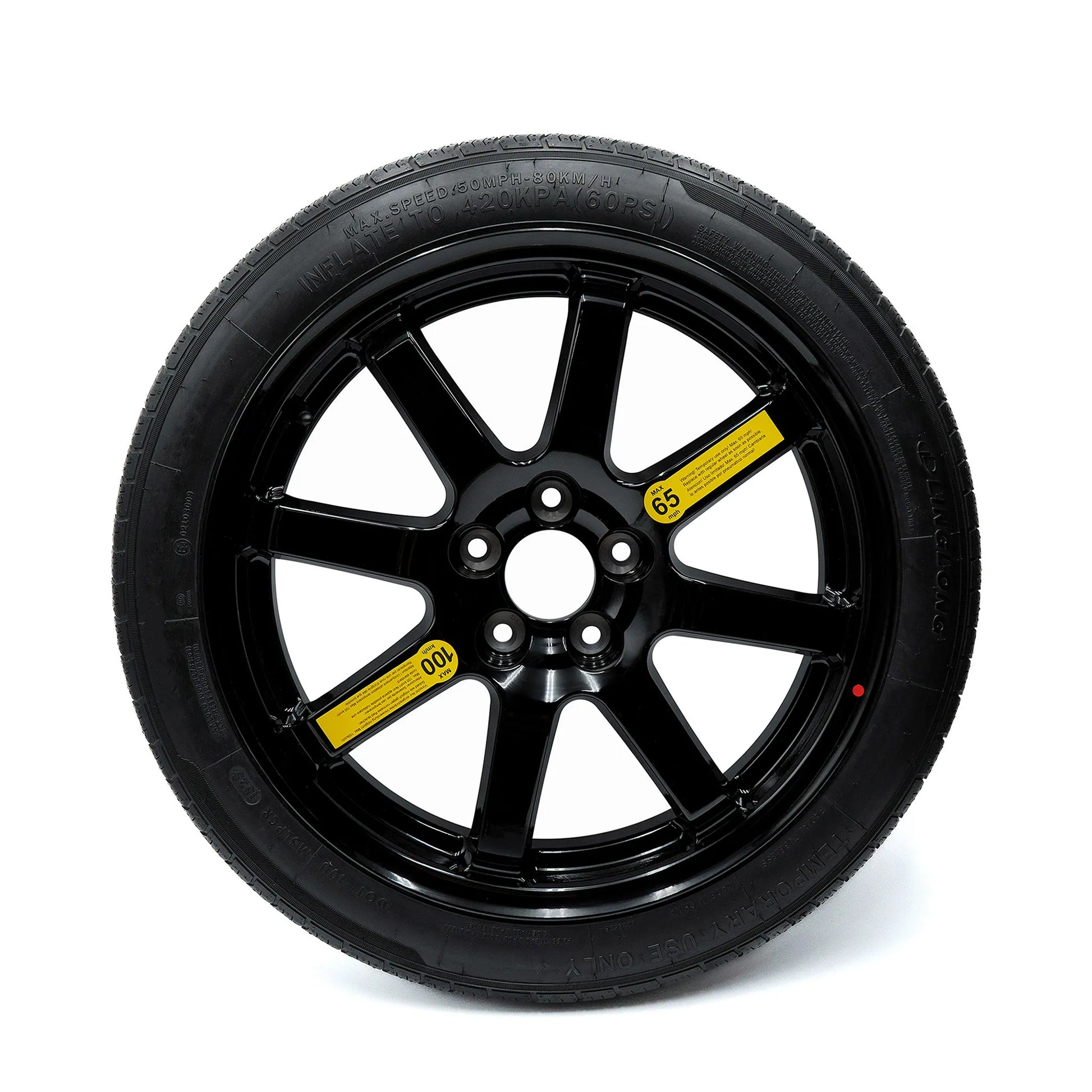 Front view of 18-inch EZ Spare Wheel with 145/85R18 compact spare tire
