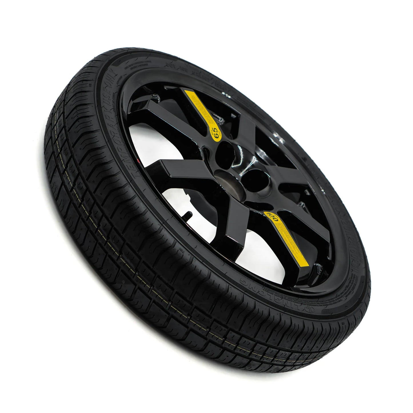 Side view of 18-inch EZ Spare Wheel with 145/85R18 compact spare tire