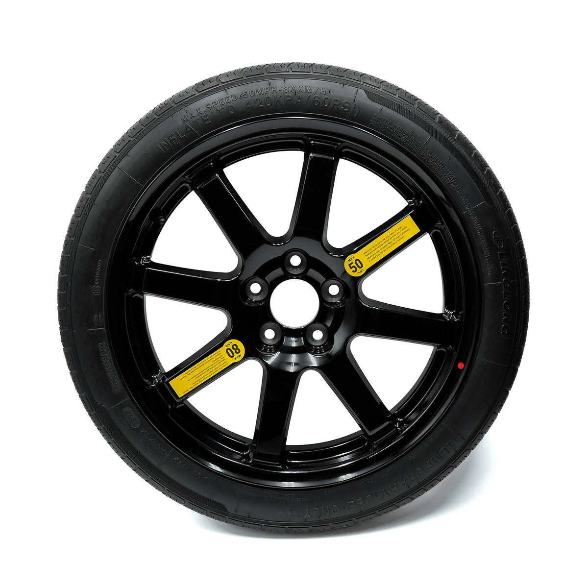 17-inch EZ Spare Wheel with 165/70R17 temporary use tire – black alloy emergency spare tire for vehicles without a factory spare