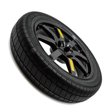 Side angle view of the EZ Spare Wheel with a 175/70R20 compact spare tire, designed for emergency use on 5-lug vehicles.