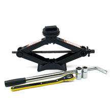 EZ Spare Wheel 2.5-ton scissor jack kit for BMW & MINI with rubber pads and ratchet wrench for tire change.
