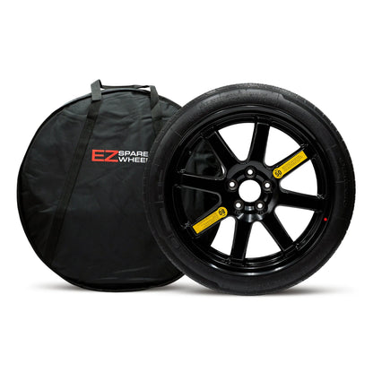Tesla Model 3 performance spare tire kit with 145/60R20 tire and carrying bag.