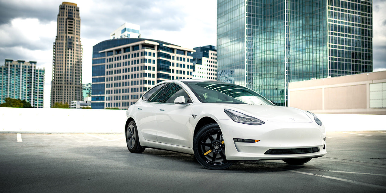 Tesla Model 3 equipped with EZ Spare Wheel for  vehicles without  spare tires